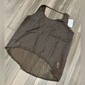Ya Los Angeles Taupe Rhinestone Sleeveless Top Women’s Size Medium, NWT